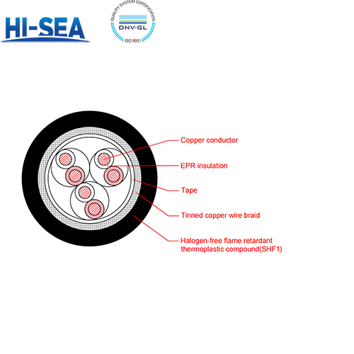 CHE86/SC XLPE Insulation Low Smoke Halogen Free Flame Retardant Armor Type Marine Communication Cable